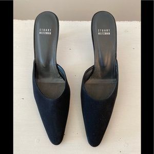 Stuart Weitzman Mule in black silk crepe 9.5N